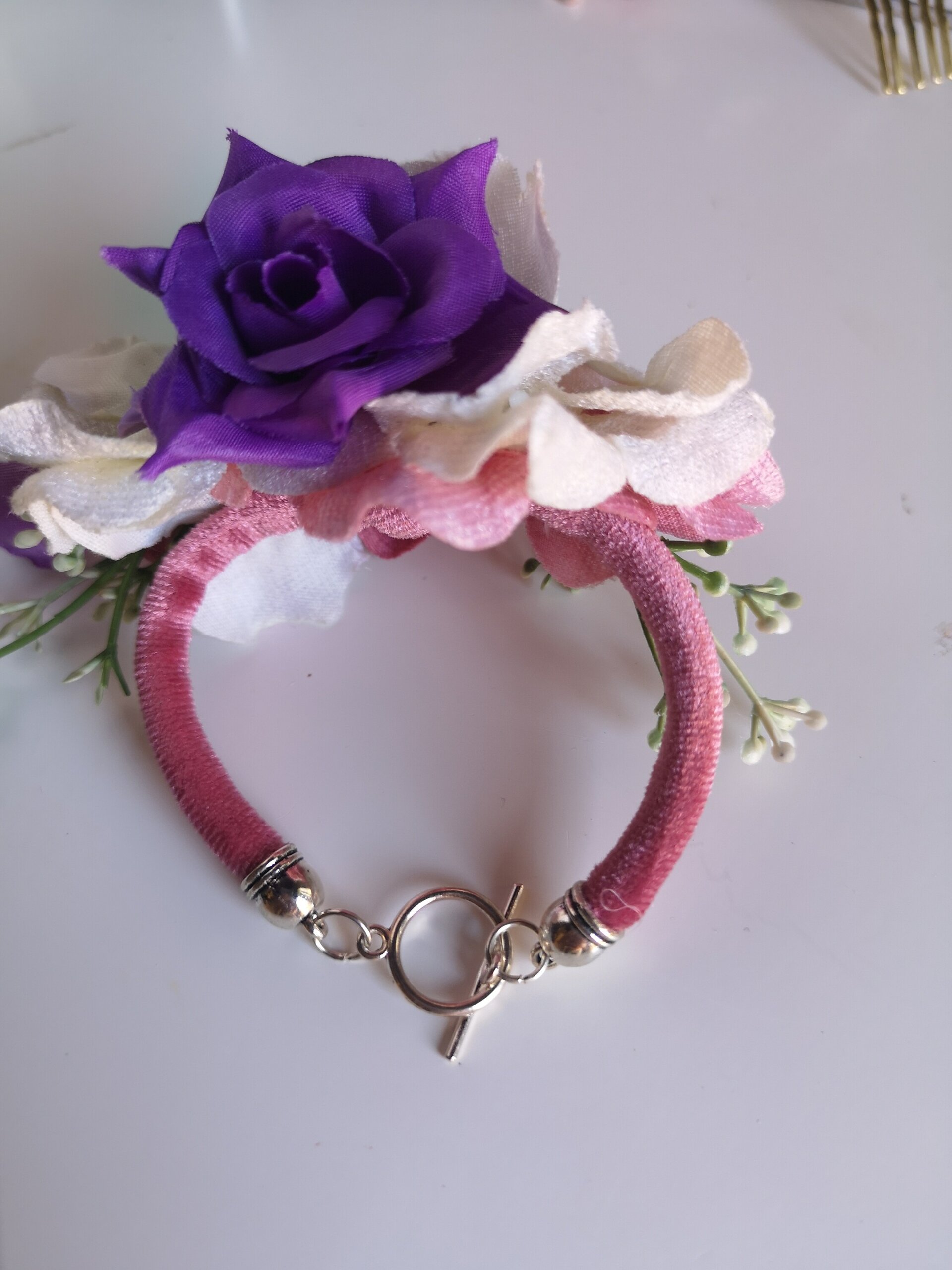 PULSERA DAMAS DE HONOR CON FLORES ARTIFICIALES - 2